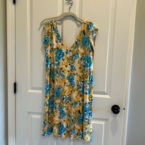 Yellow, blue and green summer dress XL